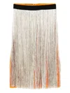 Plan C Fringed Midi Skirt In Gold