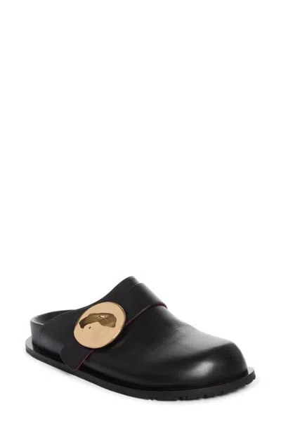 Plan C Fussbet Leather Mule In Black