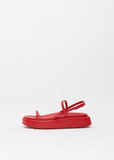 Plan C Fussbet Leather Dual-band Slingback Sandals In Red Fire