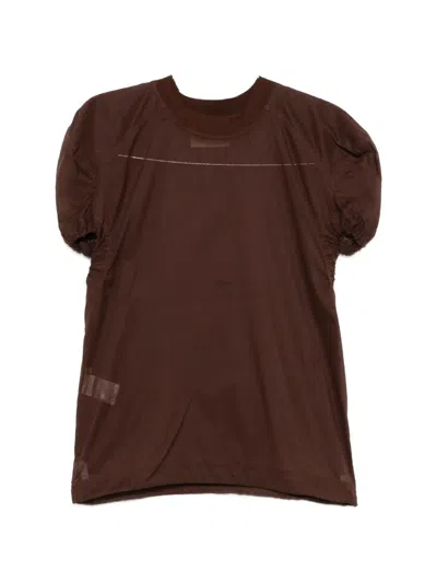 Plan C Gathered T-shirt In Brown