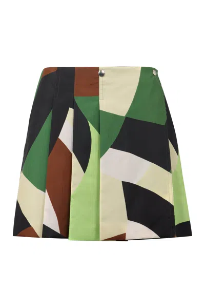 Plan C Chic Flared Hem Cotton Mini Skirt In Gray