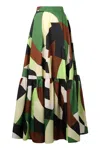 Plan C Long Tiered Ruffle Skirt In Multicolor