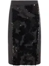 Plan C Embroidered Midi Skirt In Melange Nero Bco