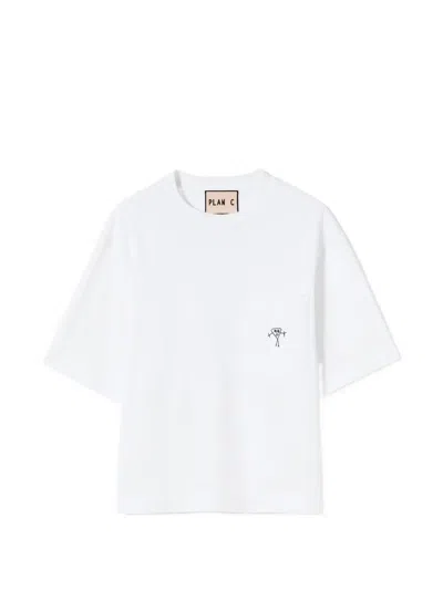 Plan C Graphic-pocket T-shirt In White