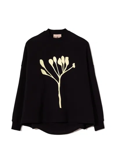 Plan C Graphic-print Long-sleeve Sweatshirt In Black