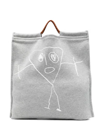 Plan C Graphic-print Tote Bag In Gray