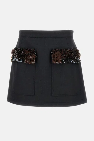 PLAN C GREY MIDI SKIRT