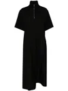 Plan C Half-zip Midi Dress In Black