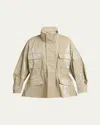 Plan C High-neck Drawstring Cotton Jacket In Sand