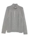 Plan C High-neck Zip-front Cardigan In Gray