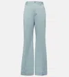 Plan C High-rise Cotton-blend Flared Pants In Blue