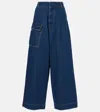 Plan C Wide Leg Denim Pants In Blue