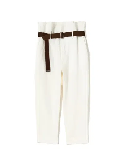 Plan C High-waist Trousers In Yellow