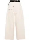 Plan C High-waist Wide-leg Trousers In Neutrals
