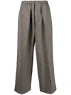 Plan C High-waisted Wide-leg Trousers In Brown