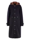 Plan C Hooded-buttoned Coat In Blue