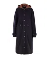 Plan C Hooded-buttoned Coat In Blue