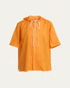 Plan C Hooded Drawstring Shirt In Apricot