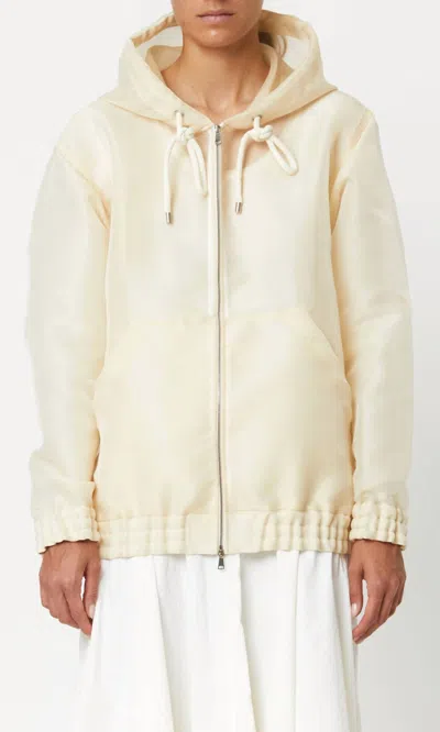 Plan C Hooded Technical Jacket In Cream In Yellow