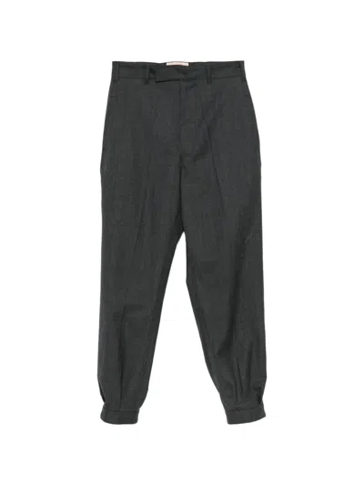 Plan C Hose Wool Twill Trousers In Gray