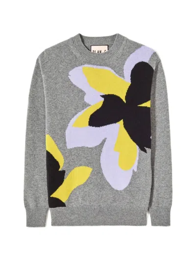 Plan C Intarsia-knit Sweater In Gray