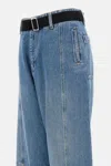 Plan C Wide-leg Cargo Jeans In Blue