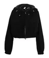 Plan C Jersey Zip Cropped Hoodie In Black