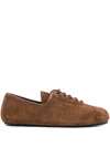 Plan C Lace-up Suede Sneakers In Brown