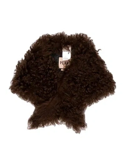 Pre-owned Plan C Lambskin Shawl In Brown
