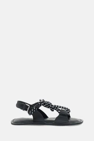 Plan C Lanyard Cord Sandals In Black