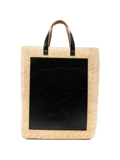 Plan C Large Florentine Straw Tote Bag In Neutral