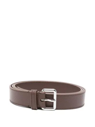 Plan C Leather Buckled Belt In Brown
