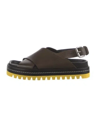 Pre-owned Plan C Leather Sandals In Brown