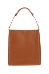 Plan C Leather Shopper Bag With Adjustable Handle In Brown