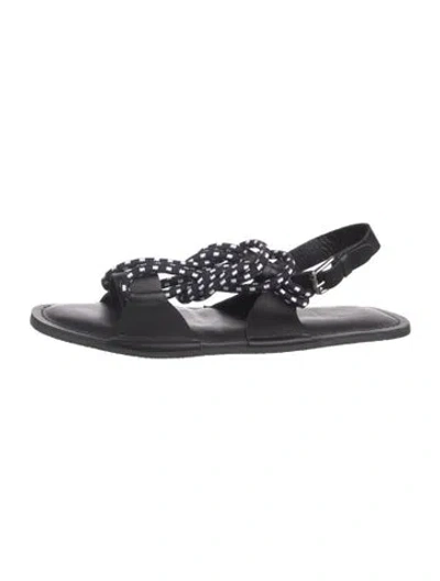 Pre-owned Plan C Leather Striped Sandals In Black