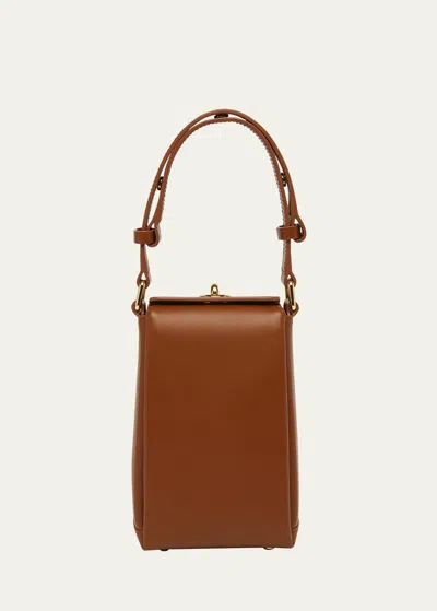 Plan C Leather Top-handle Bag In Brown