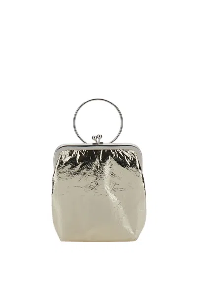 Plan C Light Gold Crinkled Lambskin Pouch