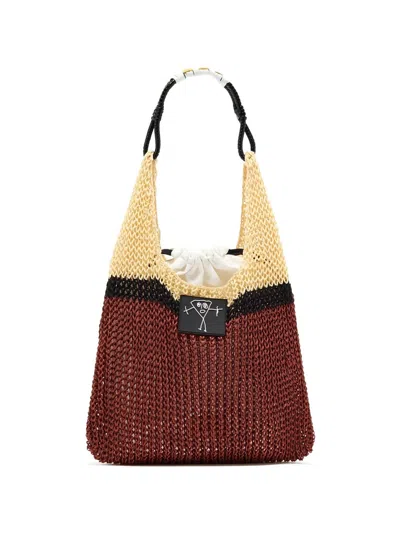 Plan C Linen Mesh Bag In Multi