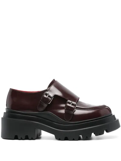 Plan C Loafers With Buckles In Brown
