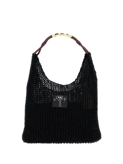 Plan C Logo-patch Shoulder Bag In Black