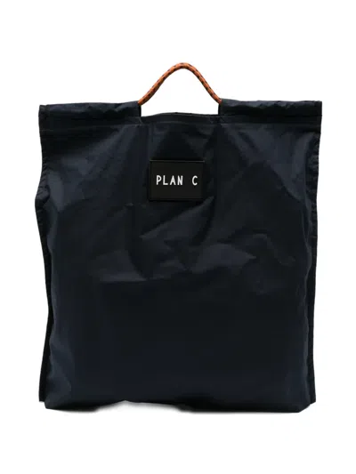 Plan C Logo-patch Rope-handle Tote Bag In Blue