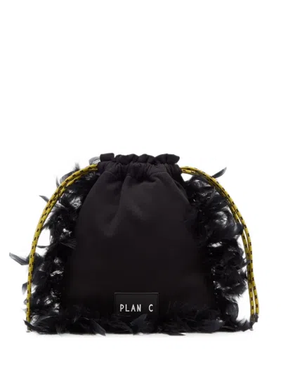 Plan C Logo-plaque Clutch Bag In Black