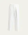 Plan C Long Pleated Trousers In Chalk