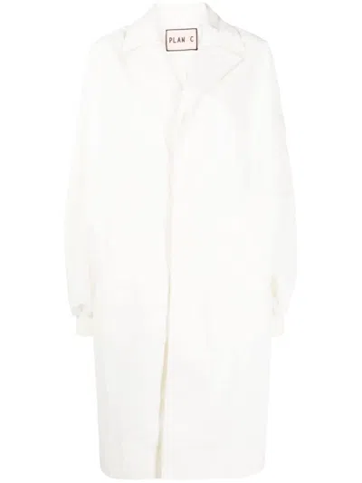 Plan C Long Puff-sleeve Trench Coat In Nude