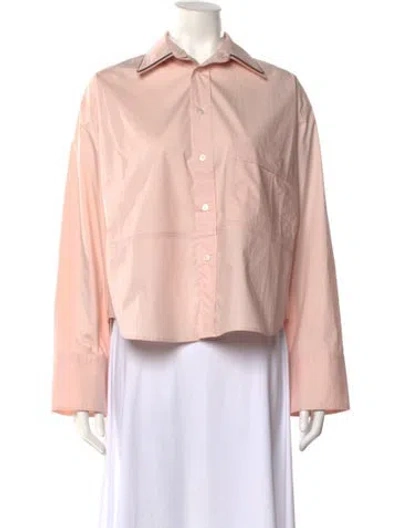 Pre-owned Plan C Long Sleeve Button-up Top W/ Tags In Pink