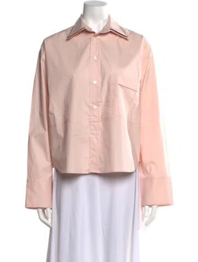 Pre-owned Plan C Long Sleeve Button-up Top W/ Tags In Pink