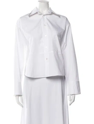 Pre-owned Plan C Long Sleeve Button-up Top W/ Tags In White