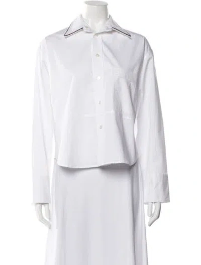 Pre-owned Plan C Long Sleeve Button-up Top W/ Tags In White