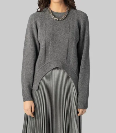 Plan C Long Sleeve Crewneck Sweater In Pewter Grey In Multi