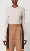 Plan C Long Sleeve Knit With Back Buttons In Sand Pink In Pink